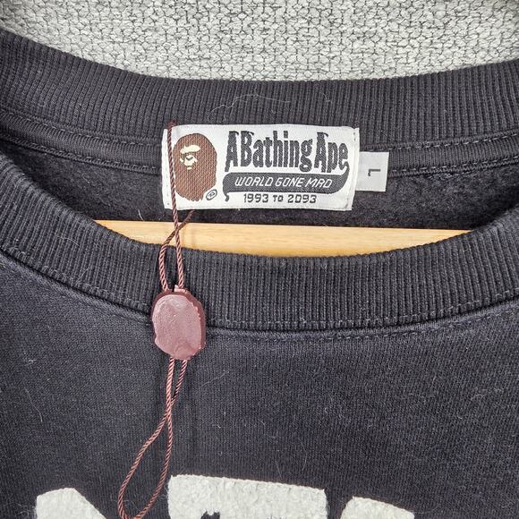 A BATHING APE (BAPE) BLACK COLLEGE CREWNECK 1ST CAMO APE HEAD LOGO – SIZE LARGE - Picture 3 of 10